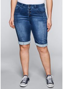 Große Größen Bermudas aus Sweat-Denim mit Teilungsnaht Gr. 56 blau von sheego für Damen