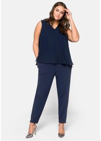 Große Größen Jumpsuit im Lagenlook mit Chiffon-Oberteil Gr. 54 blau von sheego für Damen