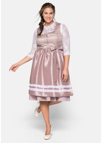 Große Größen Dirndl 3-teilig mit Schürze und Spitzenbluse Gr. 46 rosa von sheego für Damen