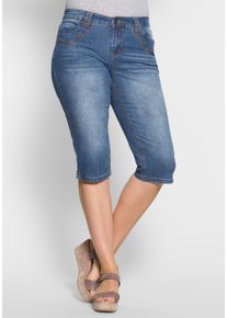 Große Größen Caprijeans in schmaler, knielanger Form Gr. 46 blau von sheego für Damen