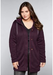 Große Größen Strickmantel Gr. 56 lila von sheego für Damen
