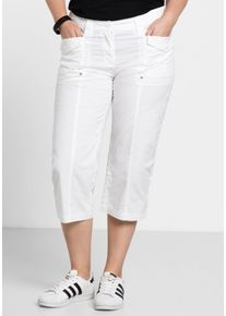Große Größen Gerade 3/4-Hose mit Krempelfunktion Gr. 52 weiß von sheego für Damen