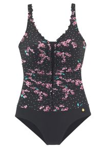 Lascana Große Größen Badeanzug Gr. 52E schwarz geblümt für Damen