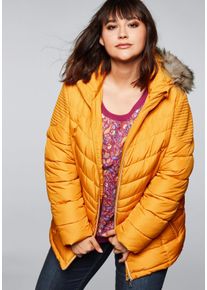 Große Größen Steppjacke mit abnehmbarer Kapuze Gr. 46 gelb von sheego für Damen