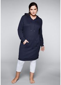 Große Größen Shirtkleid mit Kapuze und Kängurutasche Gr. 56/58 blau von sheego für Damen