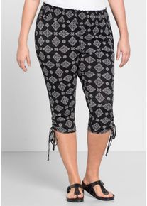 Große Größen Strandhose im Capri-Stil mit Smokbund Gr. 52 schwarz von sheego für Damen