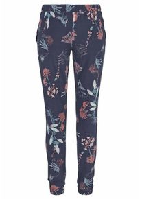 Große Größen s.Oliver RED LABEL Bodywear Hose mit Flowerprint Gr. 44/46 blau für Damen