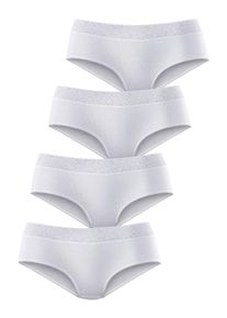 Große Größen Petite Fleur Slips (4 Stück) mit Spitze Gr. 40 weiß für Damen