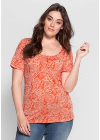 Große Größen T-Shirt in Ausbrenner-Qualität Gr. 56/58 orange von sheego für Damen