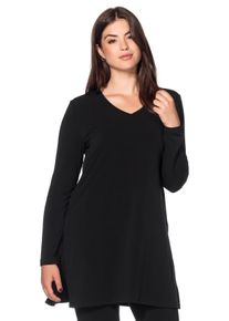 Große Größen Longshirt mit Seitenschlitzen Gr. 56/58 schwarz von sheego für Damen
