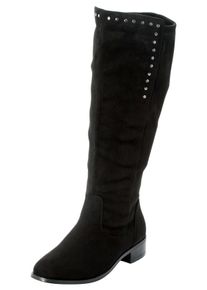 Große Größen Weitschaftstiefel mit Nietenverzierung Gr. 39 schwarz von sheego für Damen