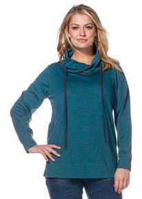 Große Größen Sweatshirt mit weitem Kragen Gr. 52/54 blau von sheego für Damen