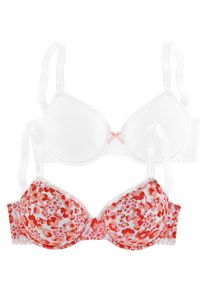 Petite Fleur Große Größen Doppelpack Bügel-BHs Gr. 85C orange/weiß für Damen