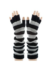buttinette Strick-Handschuhe, grau/schwarz, 40 cm