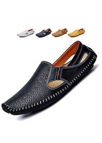 Noblespirit Herren Fahrschuhe Leder Mode Slipper Casual Slip on Loafers Schuhe im Sommer, Schwarz (schwarz 2), 39 EU