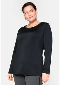 Große Größen Langes Funktionsshirt mit Rundhalsausschnitt Gr. 52/54 schwarz von sheego für Damen