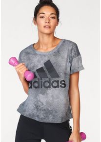 Große Größen adidas Performance T-Shirt »WOMEN ESSENTIAL ALL OVER PRINT TEE« Gr. M schwarz bedruckt für Damen