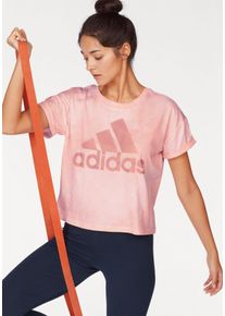 Große Größen adidas Performance T-Shirt »WOMEN ESSENTIAL ALL OVER PRINT TEE« Gr. L rosa bedruckt für Damen