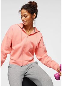 adidas Performance Große Größen Kapuzensweatjacke Gr. L rosa gestreift für Damen