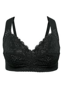 Große Größen BH ohne Bügel mit leicht transparenter Spitze Gr. 110C schwarz von sheego für Damen