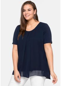 Große Größen Blusenshirt mit gelegten Falten, im Lagenlook Gr. 52 blau von sheego für Damen