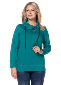 Große Größen Sweatshirt mit weitem Kragen Gr. 56/58 grün von sheego für Damen