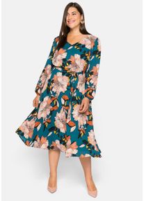 sheego by Joe Browns Große Größen Kleid mit Blumendruck, aus Georgette-Qualität Gr. 46 blau geblümt von sheego für Damen