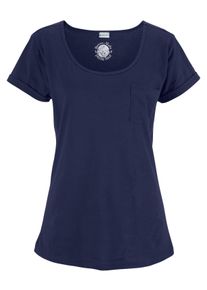 Große Größen Petite Fleur Kurzarmshirt Gr. 40/42 blau für Damen