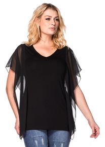 Große Größen Top mit Chiffon-Einsatz Gr. 56 schwarz von sheego für Damen