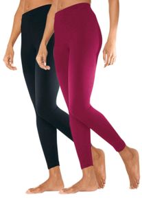 Vivance Große Größen Doppelpack Leggings mit Gummibund Gr. 40/42 rot/schwarz für Damen