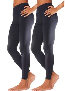 Vivance Große Größen Doppelpack Leggings mit Gummibund Gr. 40/42 schwarz für Damen