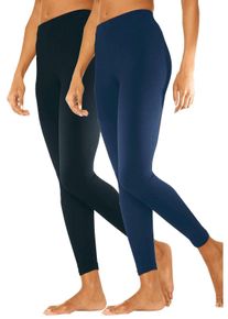 Vivance Große Größen Doppelpack Leggings mit Gummibund Gr. 40/42 blau/schwarz für Damen