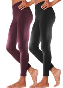 Vivance Große Größen Doppelpack Leggings mit Gummibund Gr. 40/42 rot/schwarz für Damen