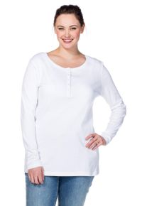 Große Größen Langarmshirt mit Knopfleiste Gr. 48/50 weiß von sheego für Damen