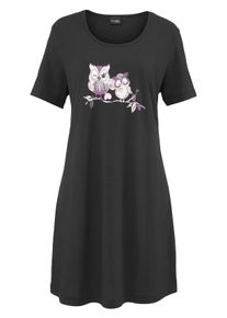 Große Größen Vivance Dreams Bigshirt mit Eulenprint Gr. 52/54 schwarz für Damen