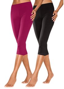 Vivance Große Größen Doppelpack Capri-Leggings Gr. 56/58 rot/schwarz für Damen