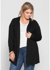 Große Größen BASIC Shirtjacke in offener Form Gr. 56/58 schwarz von sheego für Damen