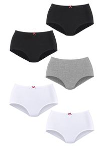 Petite Fleur Große Größen Taillenslip im 5er-Pack, aus Baumwoll-Stretch Gr. 40/42 schwarz/weiß/grau für Damen