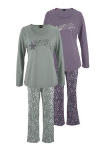 Vivance Dreams Große Größen Pyjama Gr. 40/42 pink/grün bedruckt für Damen