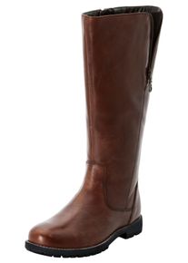 Große Größen Weitschaftstiefel aus Leder mit Zierreißverschluss Gr. 38 braun von sheego für Damen
