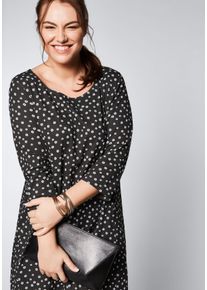 Große Größen Jerseykleid mit Alloverdruck Gr. 48 schwarz geblümt von sheego für Damen