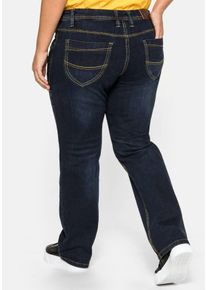 Große Größen Gerade Stretch-Jeans mit Used-Effekten Gr. 100 blau von sheego für Damen
