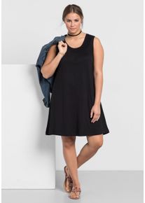Große Größen Shirtkleid mit Smok-Einsatz, in A-Linie Gr. 54 schwarz von sheego für Damen