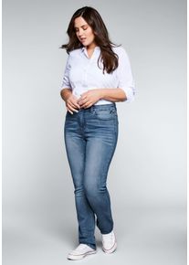 Große Größen Gerade Stretch-Jeans mit Bodyforming-Effekt Gr. 21 blau von sheego für Damen