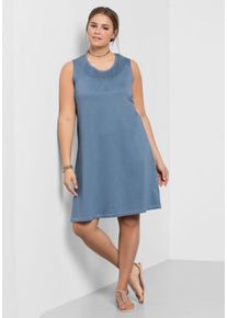 Große Größen Shirtkleid mit Smok-Einsatz, in A-Linie Gr. 52 blau von sheego für Damen