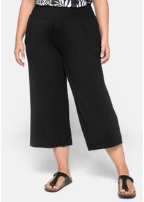 Große Größen Weite Jerseyhose in 3/4-Länge, mit Smokbund Gr. 56 schwarz von sheego für Damen