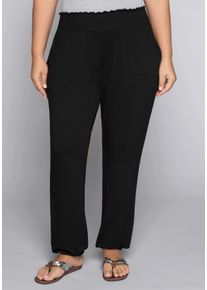 Große Größen Jerseyhose mit breitem Smokbund Gr. 50 schwarz von sheego für Damen