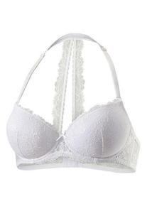 Lascana Große Größen Neckholder-BH Gr. 100C weiß geblümt für Damen