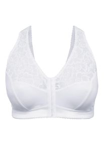 Große Größen BH ohne Bügel mit Vorderverschluss Gr. 85F weiß geblümt von sheego für Damen