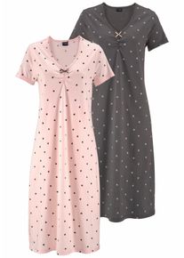 Vivance Dreams Große Größen Vivance Lange Nachthemden (2 Stück) mit Kräuselsäumen Gr. 56/58 rosa/rosa für Damen